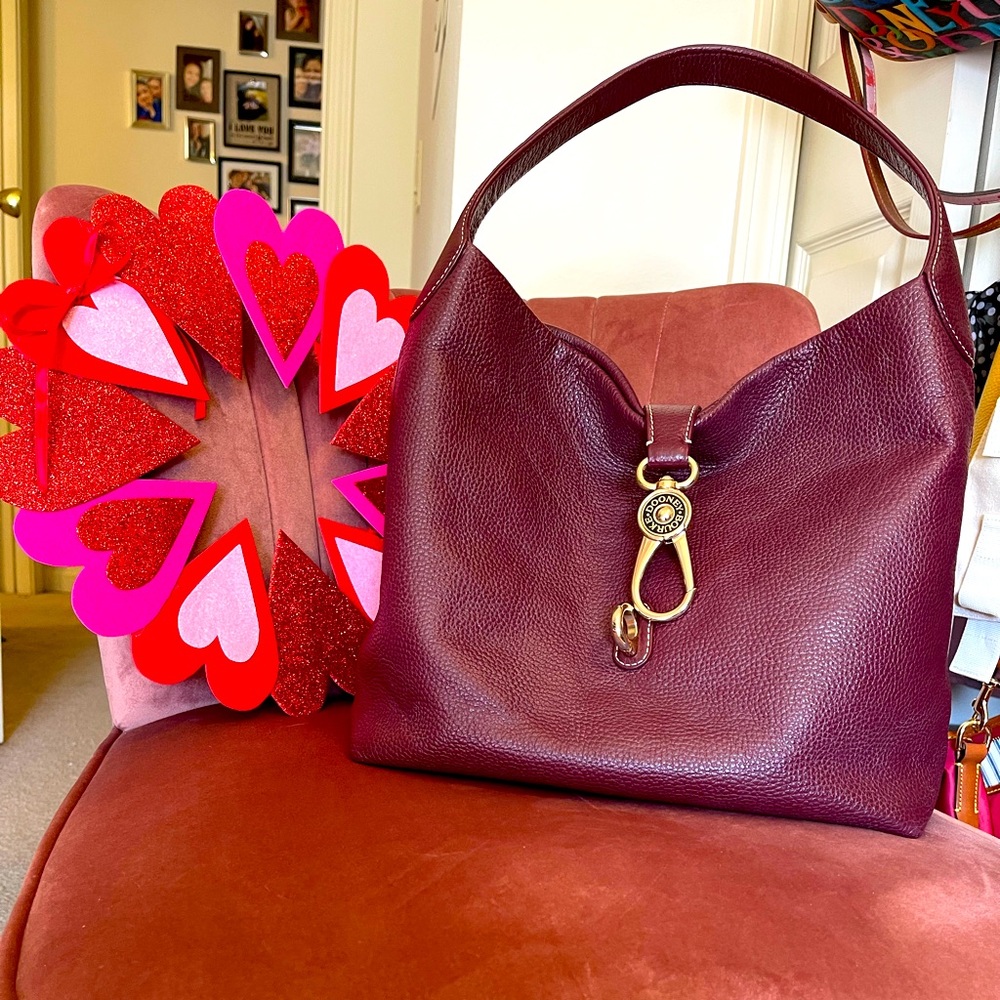 Dooney and Bourke burgundy pebble leather hobo